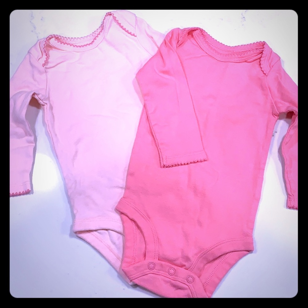 2 pk lot long sleeve bodysuit onesie pinks